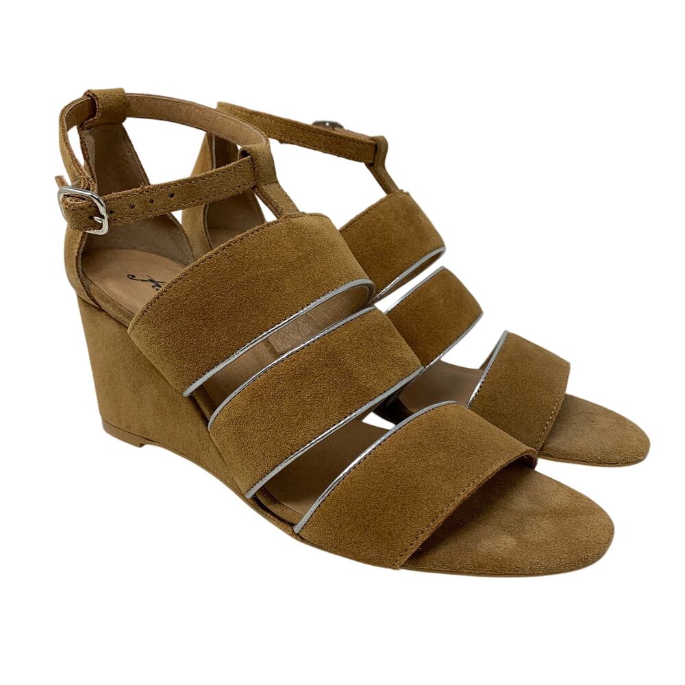 Free People Final Layer Wedge Sandals Womens Sz 39 8.5-9 Whiskey Brown Suede